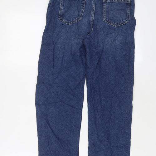 Marks and Spencer Girls Blue Cotton Straight Jeans Size 12-13 Years L25 in Regular Zip