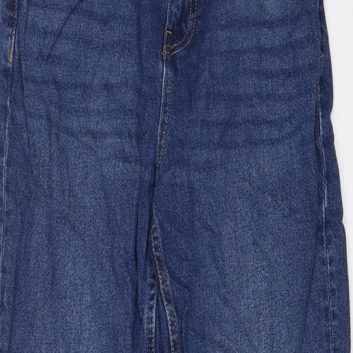 Marks and Spencer Girls Blue Cotton Straight Jeans Size 12-13 Years L25 in Regular Zip