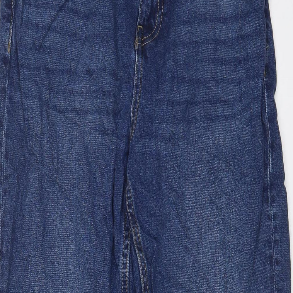 Marks and Spencer Girls Blue Cotton Straight Jeans Size 12-13 Years L25 in Regular Zip