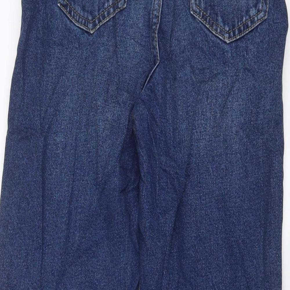 Marks and Spencer Girls Blue Cotton Straight Jeans Size 12-13 Years L25 in Regular Zip