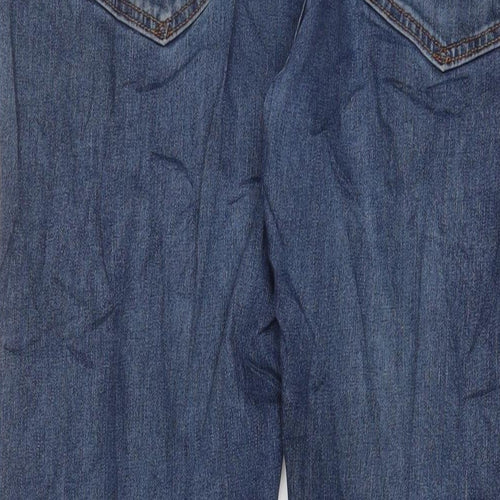 Marks and Spencer Mens Blue Cotton Straight Jeans Size 34 in L29 in Regular Zip - Short Leg