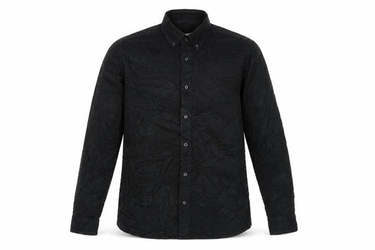 Front view of Marks & Spencer men’s green cotton button-up, size S, collared button