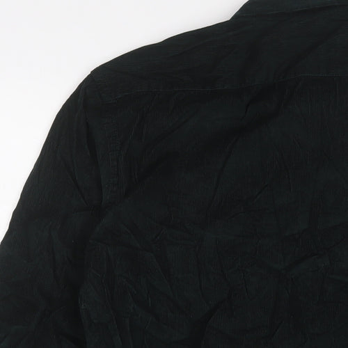 Marks and Spencer Mens Green Cotton Button-Up Size S Collared Button