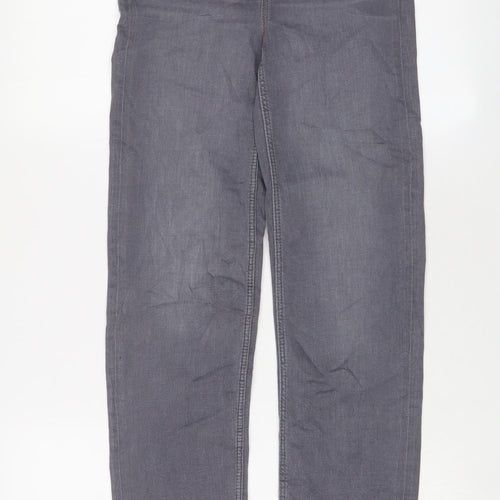 Marks and Spencer Womens Grey Cotton Straight Jeans Size 6 L28 in Regular Zip