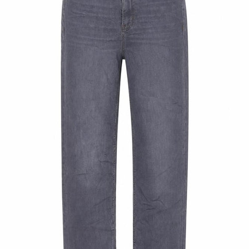 Marks and Spencer Womens Grey Cotton Straight Jeans Size 6 L28 in Regular Zip