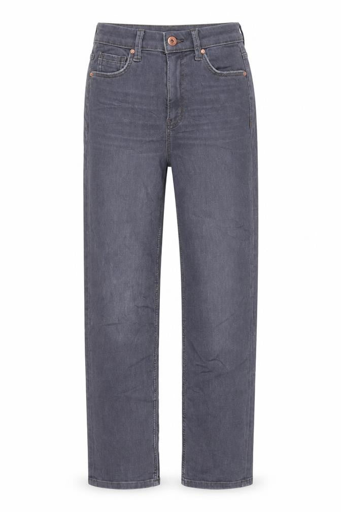 Marks and Spencer Womens Grey Cotton Straight Jeans Size 6 L28 in Regular Zip