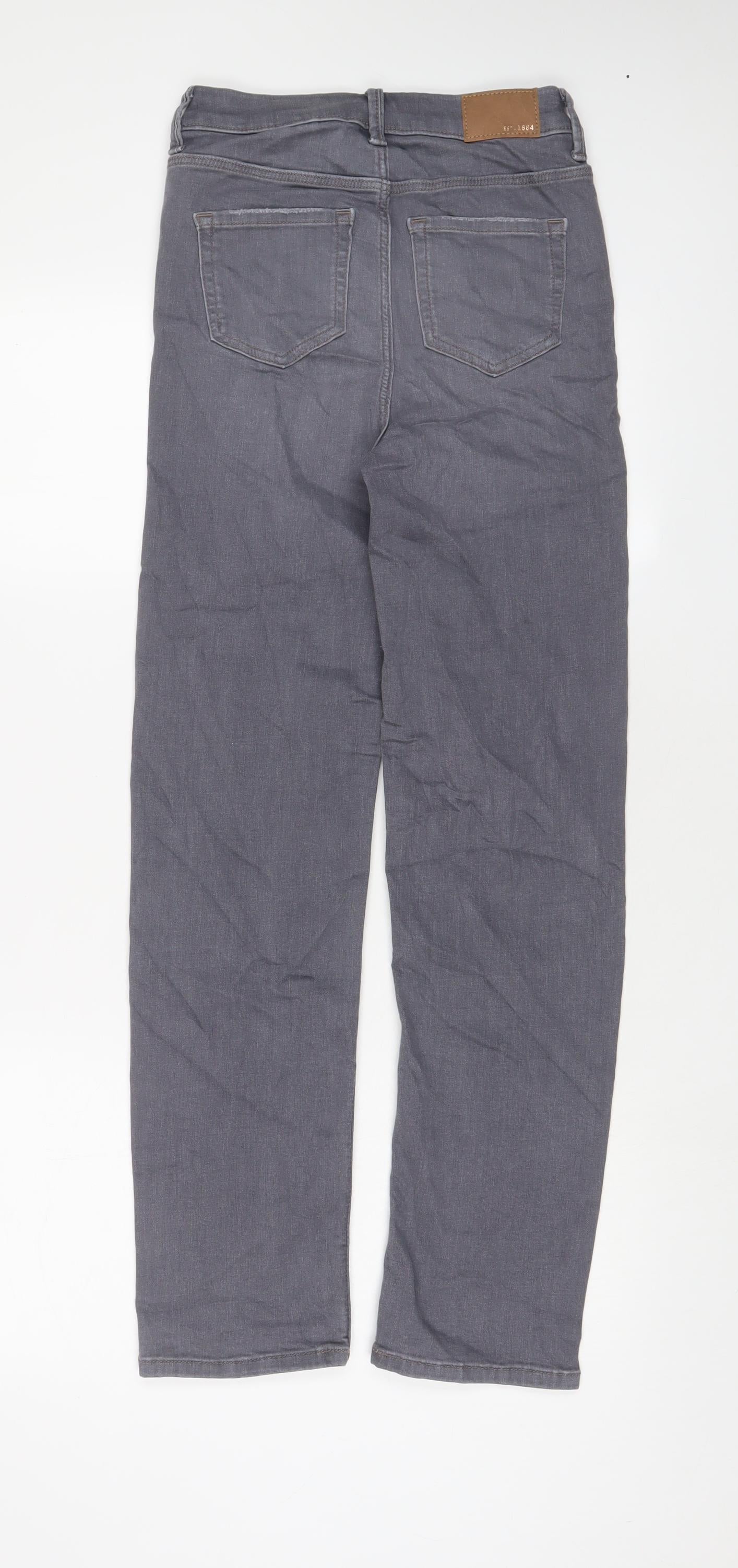Marks and Spencer Womens Grey Cotton Straight Jeans Size 6 L28 in Regular Zip