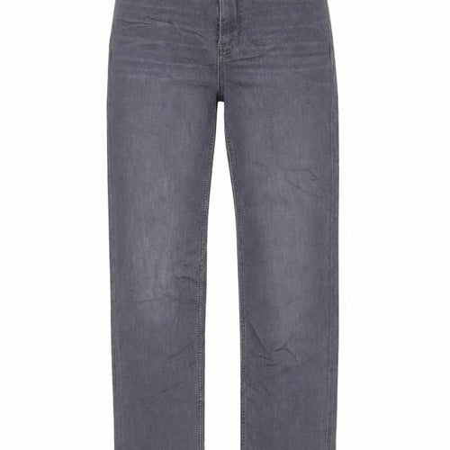 Marks and Spencer Womens Grey Cotton Straight Jeans Size 6 L28 in Regular Zip
