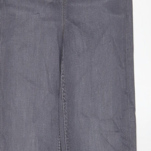 Marks and Spencer Womens Grey Cotton Straight Jeans Size 6 L28 in Regular Zip