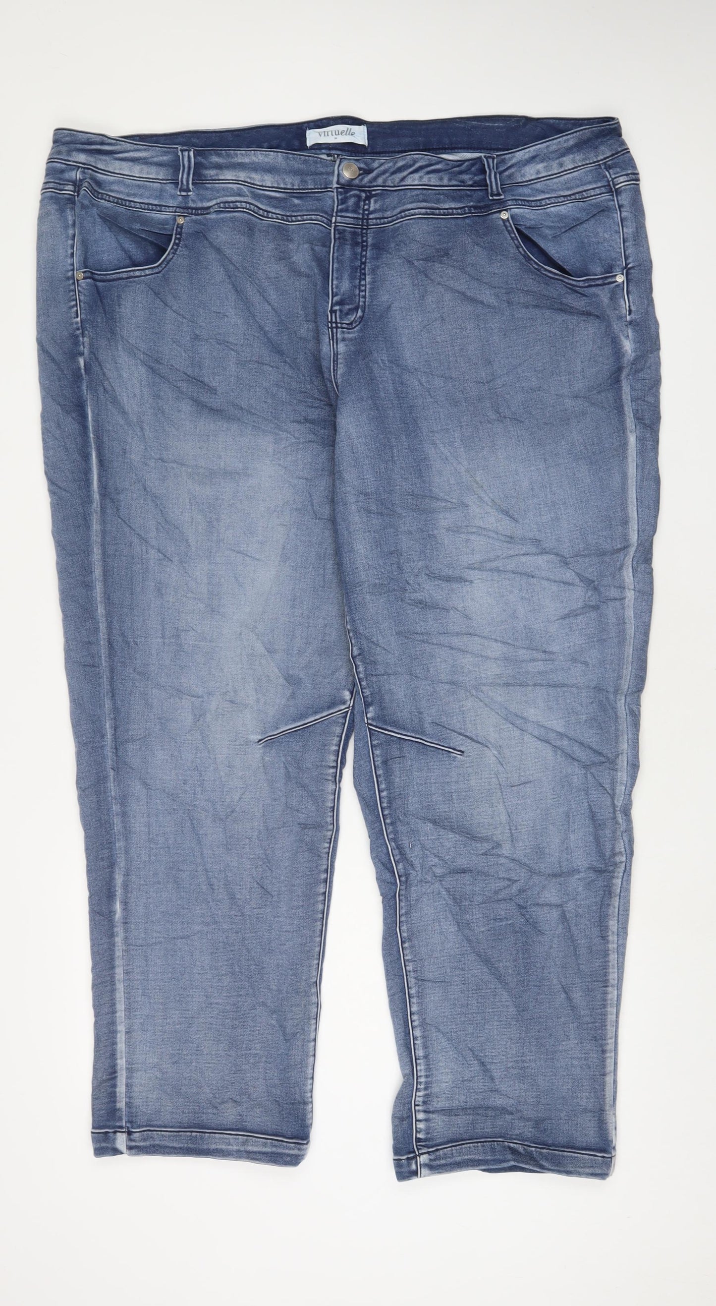 Vertuelle Womens Blue Cotton Straight Jeans Size 24 L32 in Regular Zip