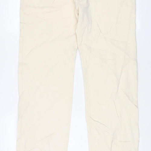 Marks and Spencer Mens Beige Cotton Straight Jeans Size 34 in L31 in Regular Zip