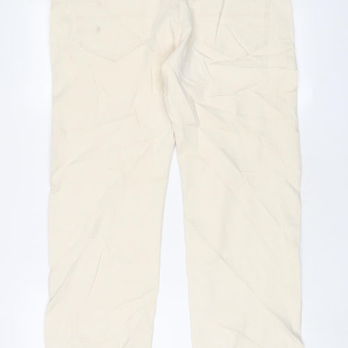 Marks and Spencer Mens Beige Cotton Straight Jeans Size 34 in L31 in Regular Zip