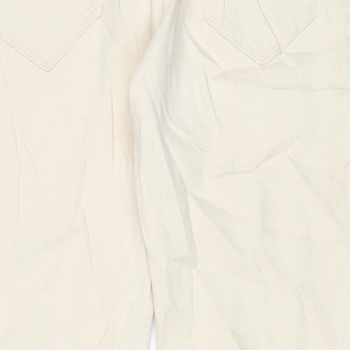 Marks and Spencer Mens Beige Cotton Straight Jeans Size 34 in L31 in Regular Zip