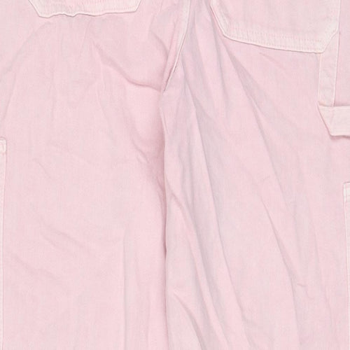 Marks and Spencer Girls Pink Cotton Wide-Leg Jeans Size 15-16 Years L27 in Regular Zip