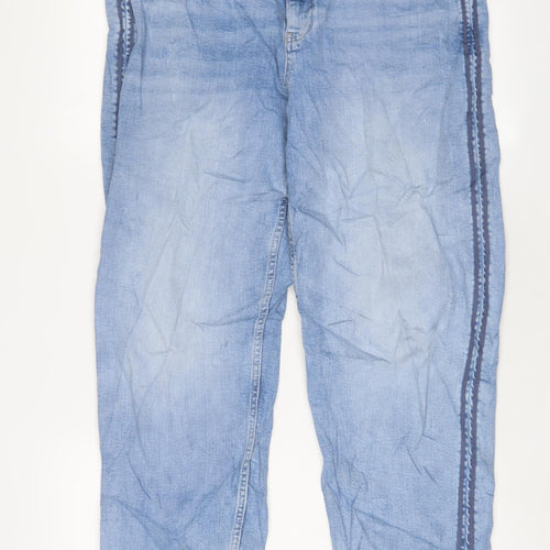 Marks and Spencer Womens Blue Cotton Straight Jeans Size 16 L30 in Regular Zip