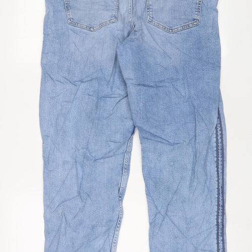 Marks and Spencer Womens Blue Cotton Straight Jeans Size 16 L30 in Regular Zip