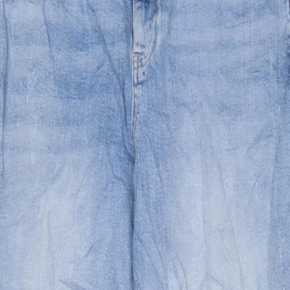 Marks and Spencer Womens Blue Cotton Straight Jeans Size 16 L30 in Regular Zip