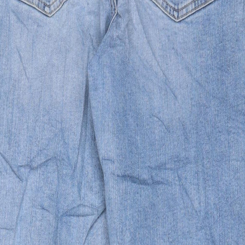 Marks and Spencer Womens Blue Cotton Straight Jeans Size 16 L30 in Regular Zip