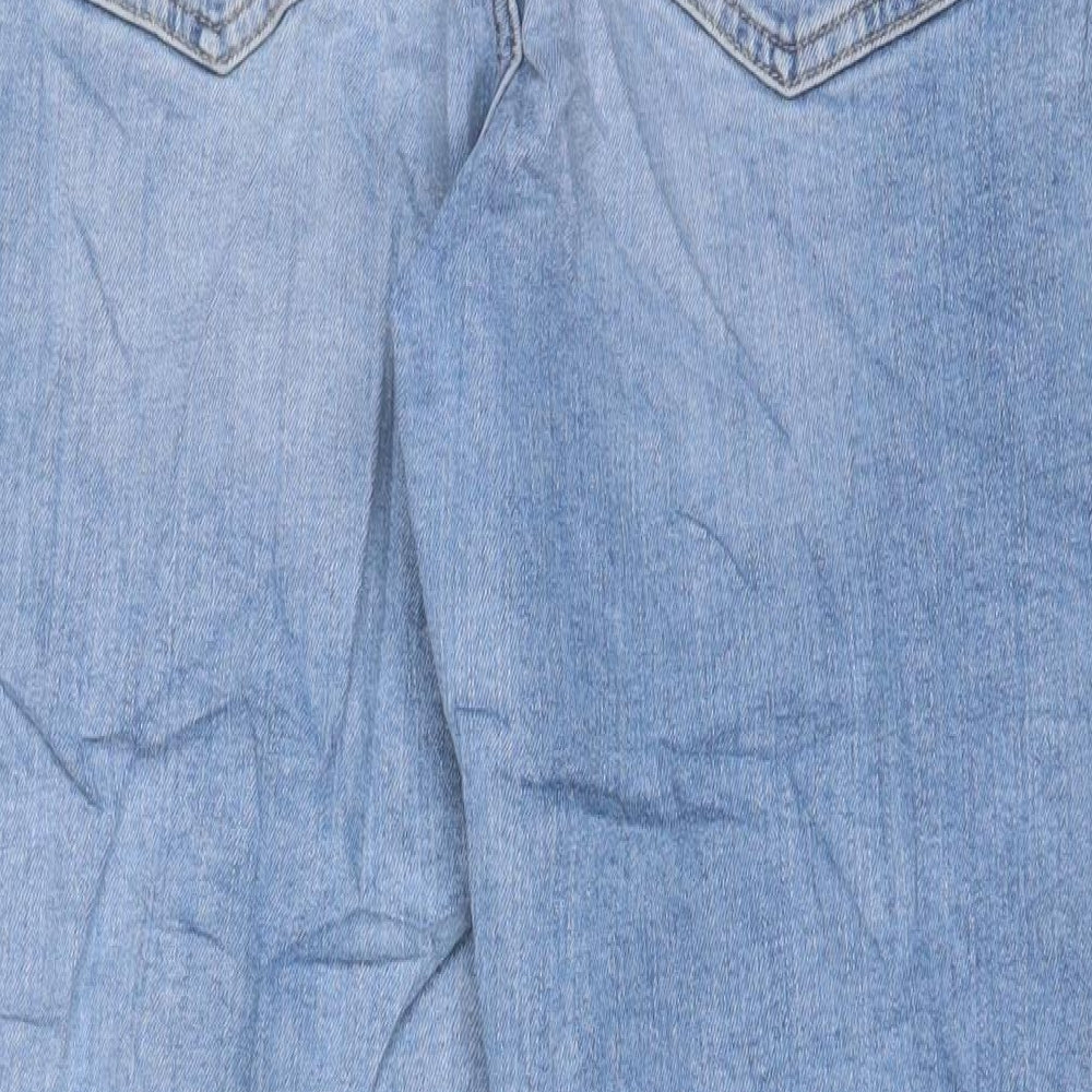 Marks and Spencer Womens Blue Cotton Straight Jeans Size 16 L30 in Regular Zip