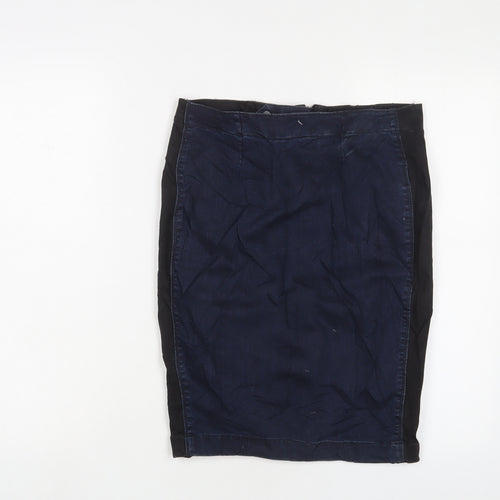 F&F Womens Blue Cotton A-Line Skirt Size 8 Zip