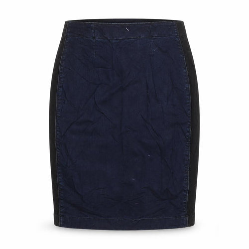 F&F Womens Blue Cotton A-Line Skirt Size 8 Zip