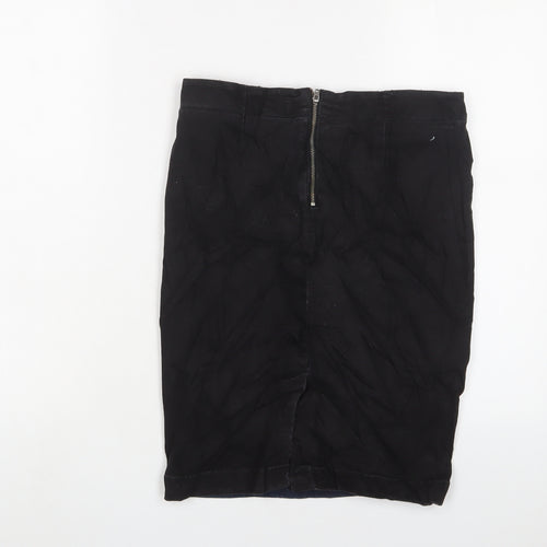 F&F Womens Blue Cotton A-Line Skirt Size 8 Zip