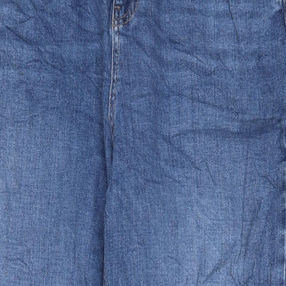 Marks and Spencer Womens Blue Cotton Mom Jeans Size 16 L30 in Regular Zip