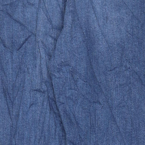 Marks and Spencer Womens Blue Cotton Mom Jeans Size 16 L30 in Regular Zip