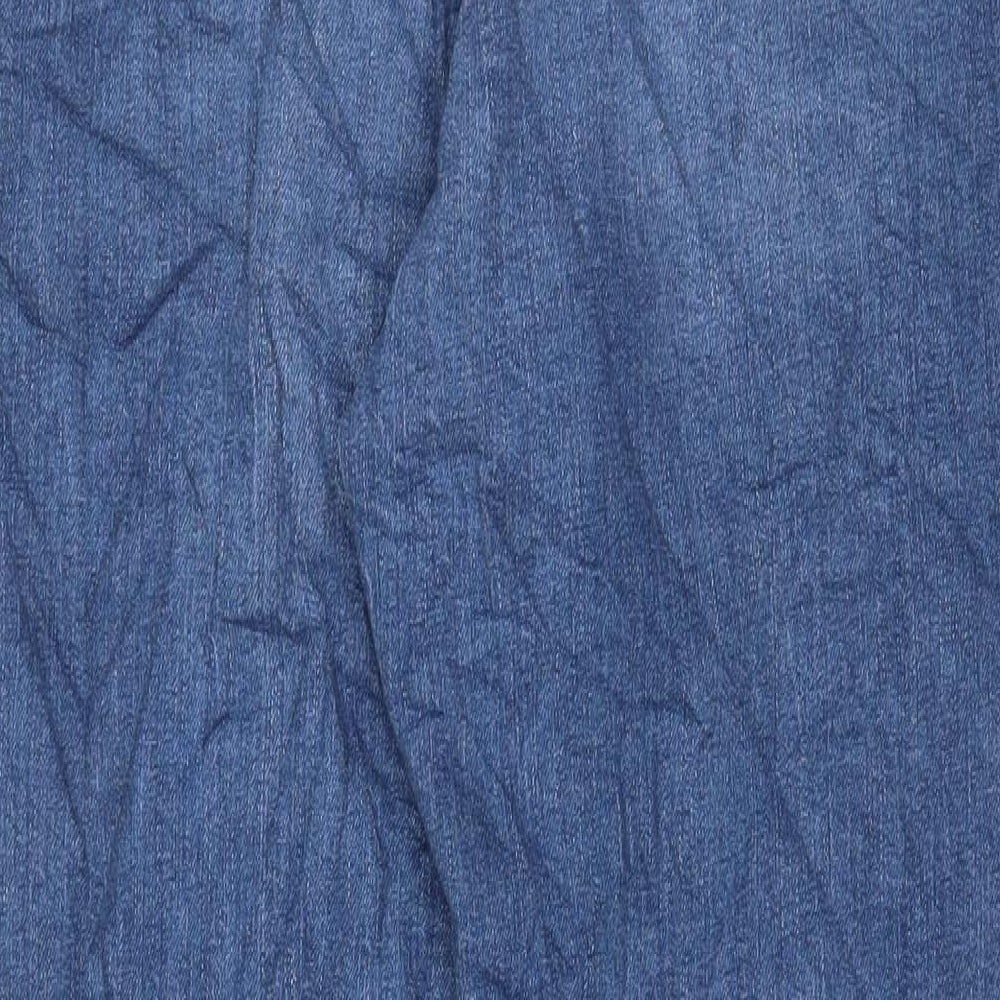 Marks and Spencer Womens Blue Cotton Mom Jeans Size 16 L30 in Regular Zip