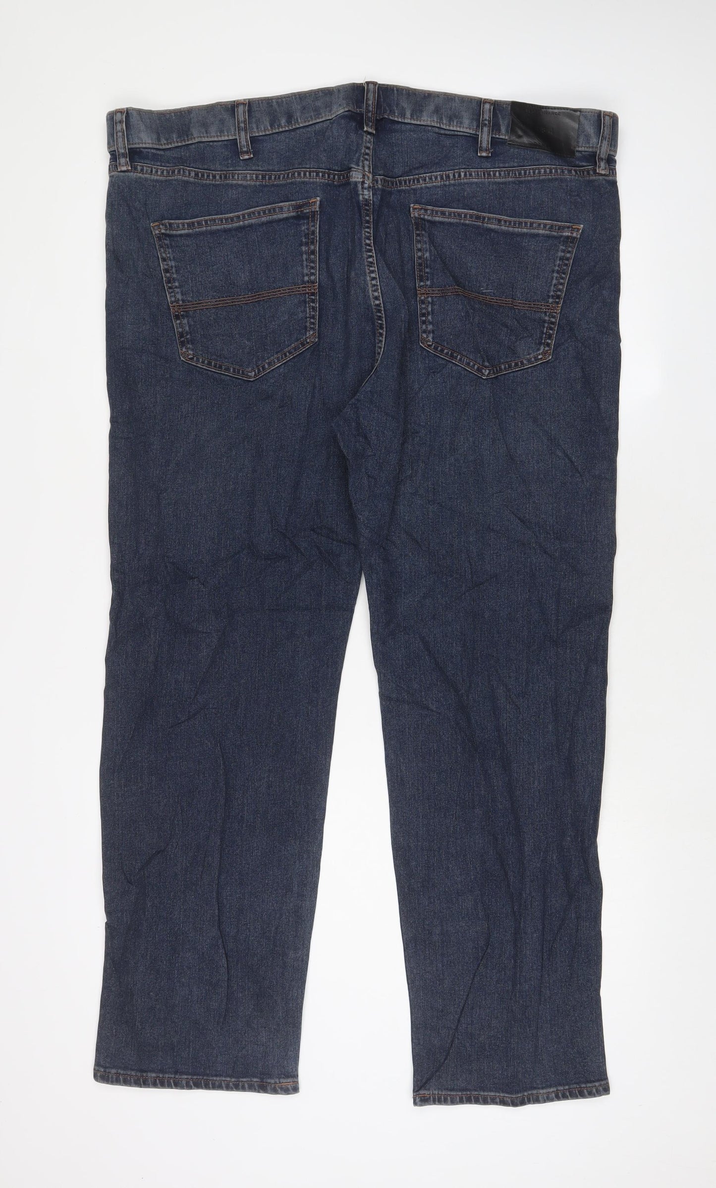 Marks and Spencer Mens Blue Cotton Straight Jeans Size 42 in L31 in Regular Zip