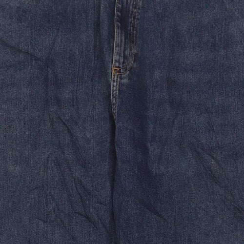 Marks and Spencer Mens Blue Cotton Straight Jeans Size 42 in L31 in Regular Zip