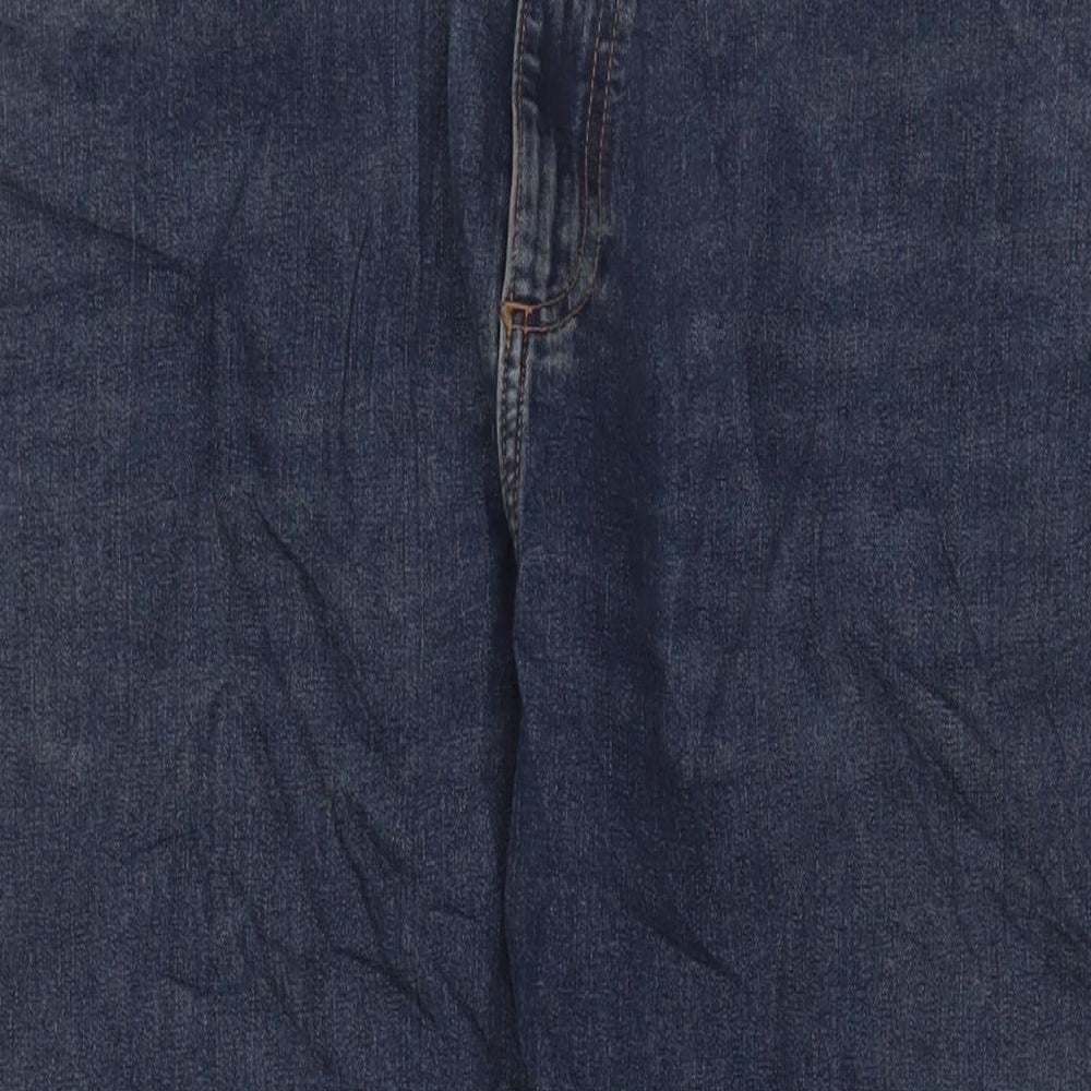 Marks and Spencer Mens Blue Cotton Straight Jeans Size 42 in L31 in Regular Zip