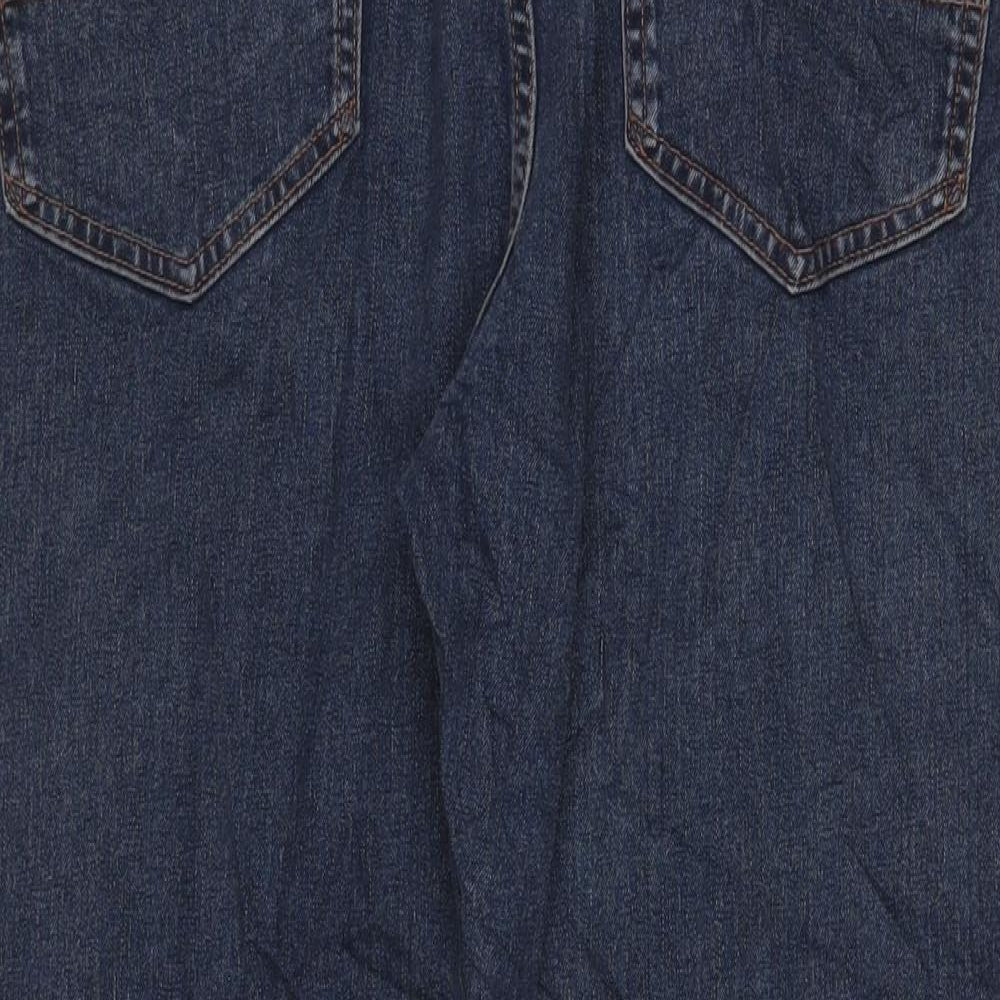 Marks and Spencer Mens Blue Cotton Straight Jeans Size 42 in L31 in Regular Zip