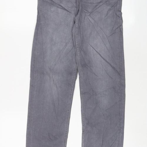 Marks and Spencer Womens Grey Cotton Straight Jeans Size 6 L29 in Regular Zip