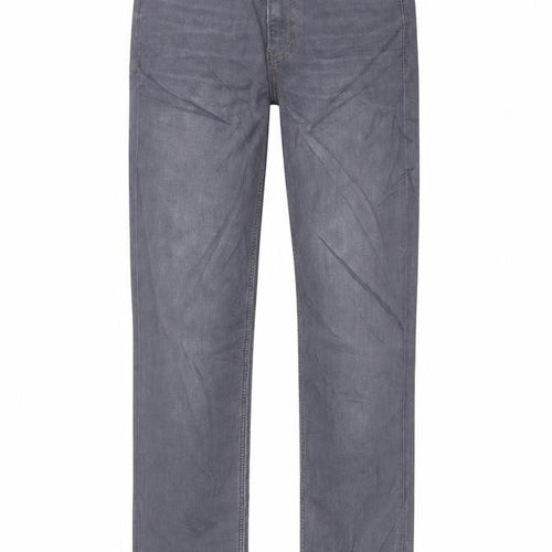 Marks and Spencer Womens Grey Cotton Straight Jeans Size 6 L29 in Regular Zip