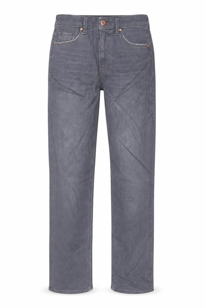 Marks and Spencer Womens Grey Cotton Straight Jeans Size 6 L29 in Regular Zip