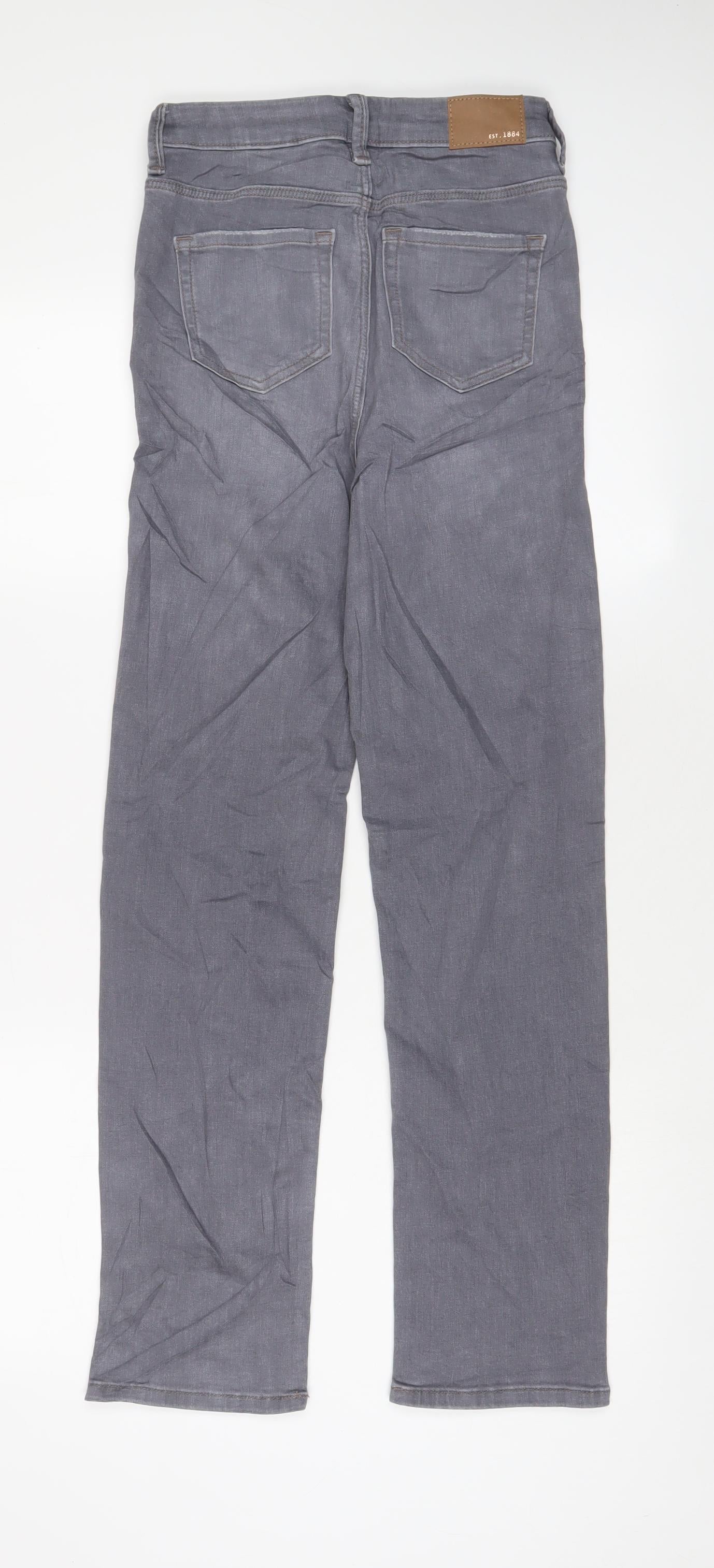 Marks and Spencer Womens Grey Cotton Straight Jeans Size 6 L29 in Regular Zip