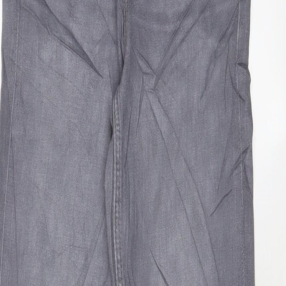 Marks and Spencer Womens Grey Cotton Straight Jeans Size 6 L29 in Regular Zip