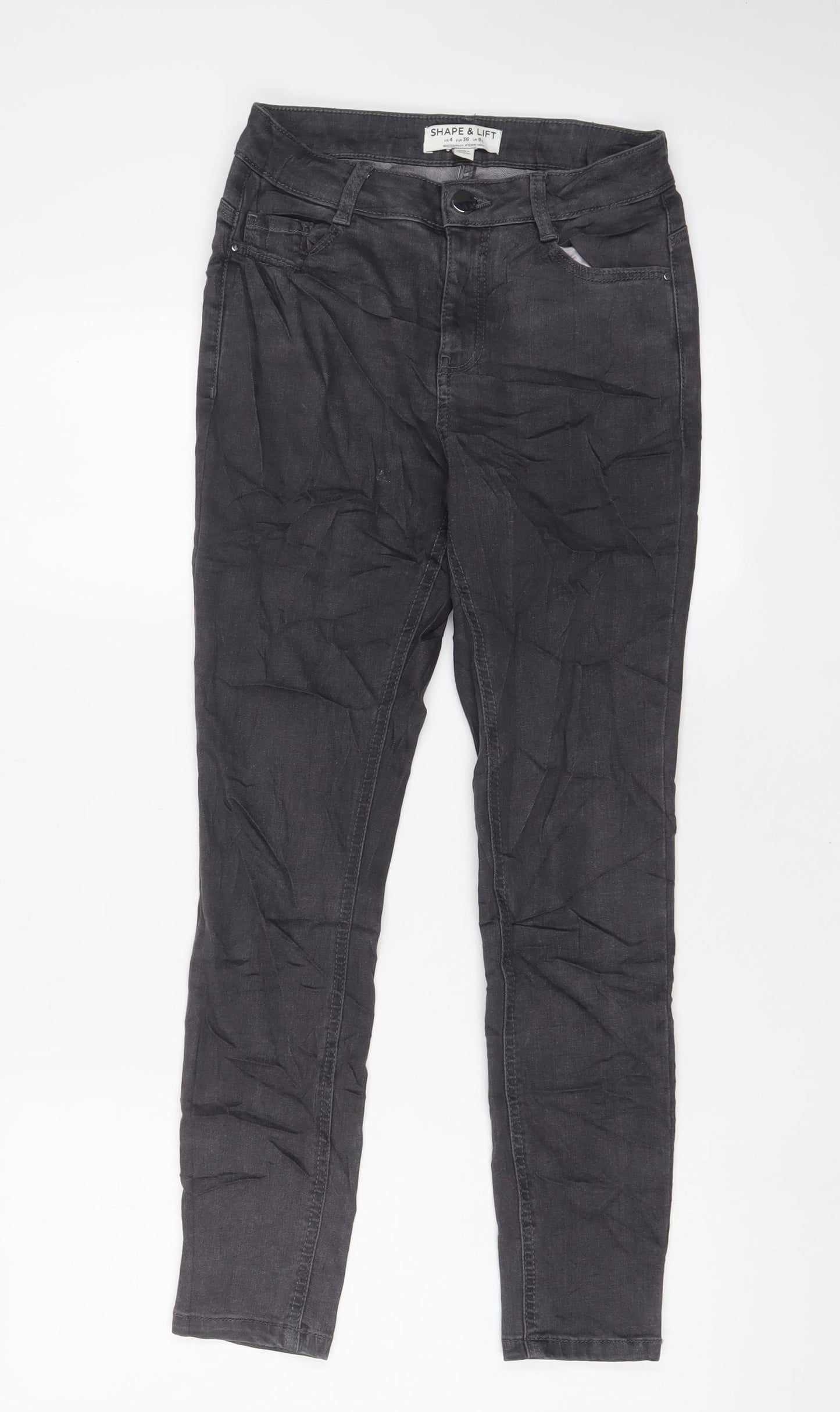 Dorothy Perkins Womens Grey Cotton Skinny Jeans Size 8 L27 in Regular Zip