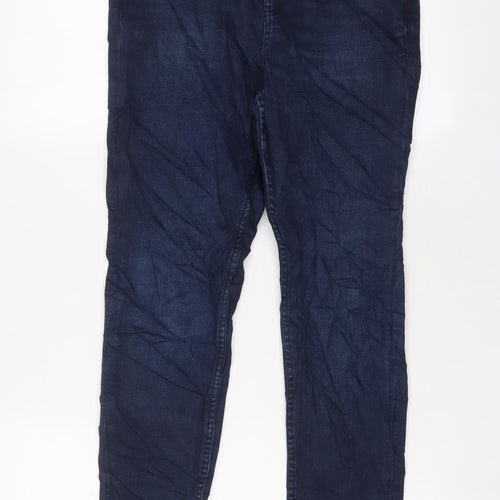 Marks and Spencer Womens Blue Cotton Skinny Jeans Size 10 L27 in Regular Zip