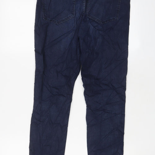 Marks and Spencer Womens Blue Cotton Skinny Jeans Size 10 L27 in Regular Zip