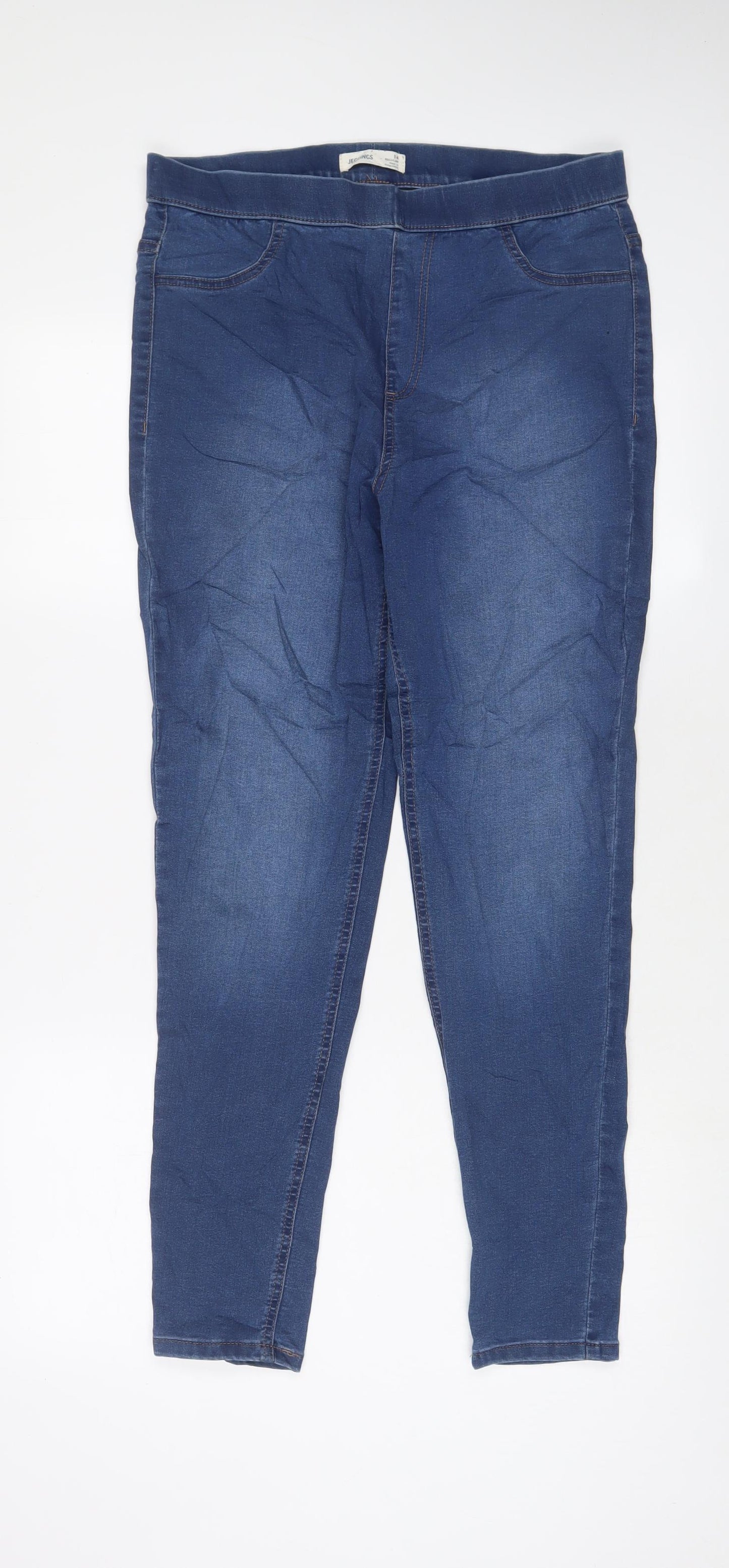 Marks and Spencer Womens Blue Cotton Jegging Jeans Size 14 L30 in Regular