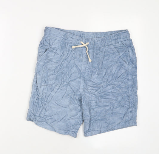 Marks and Spencer Boys Blue Cotton Bermuda Shorts Size 13-14 Years L8 in Regular Drawstring