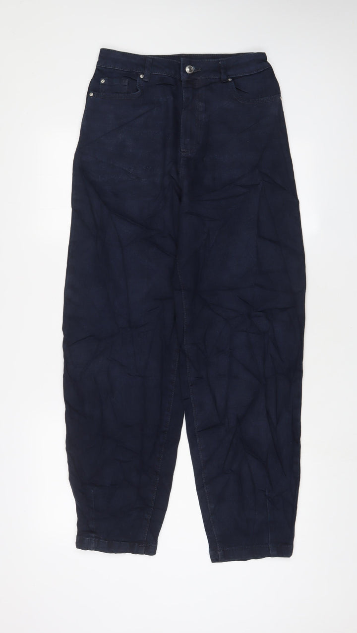 Marks and Spencer Womens Blue Cotton Tapered Jeans Size 8 L30 in Slim Zip