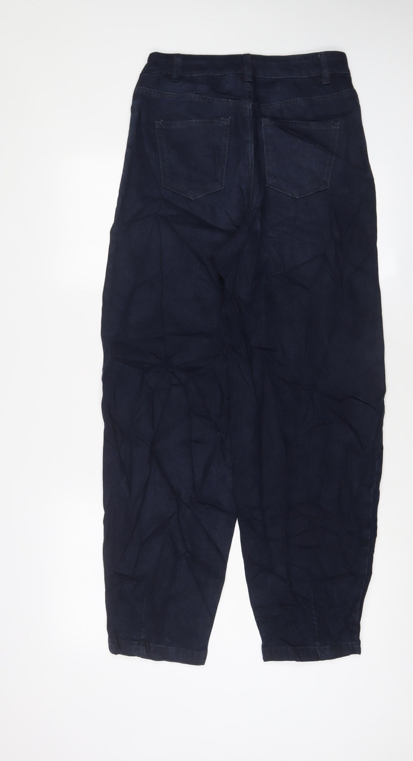 Marks and Spencer Womens Blue Cotton Tapered Jeans Size 8 L30 in Slim Zip