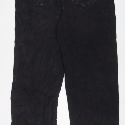 Autograph Womens Black Cotton Wide-Leg Jeans Size 24 L33 in Regular Zip