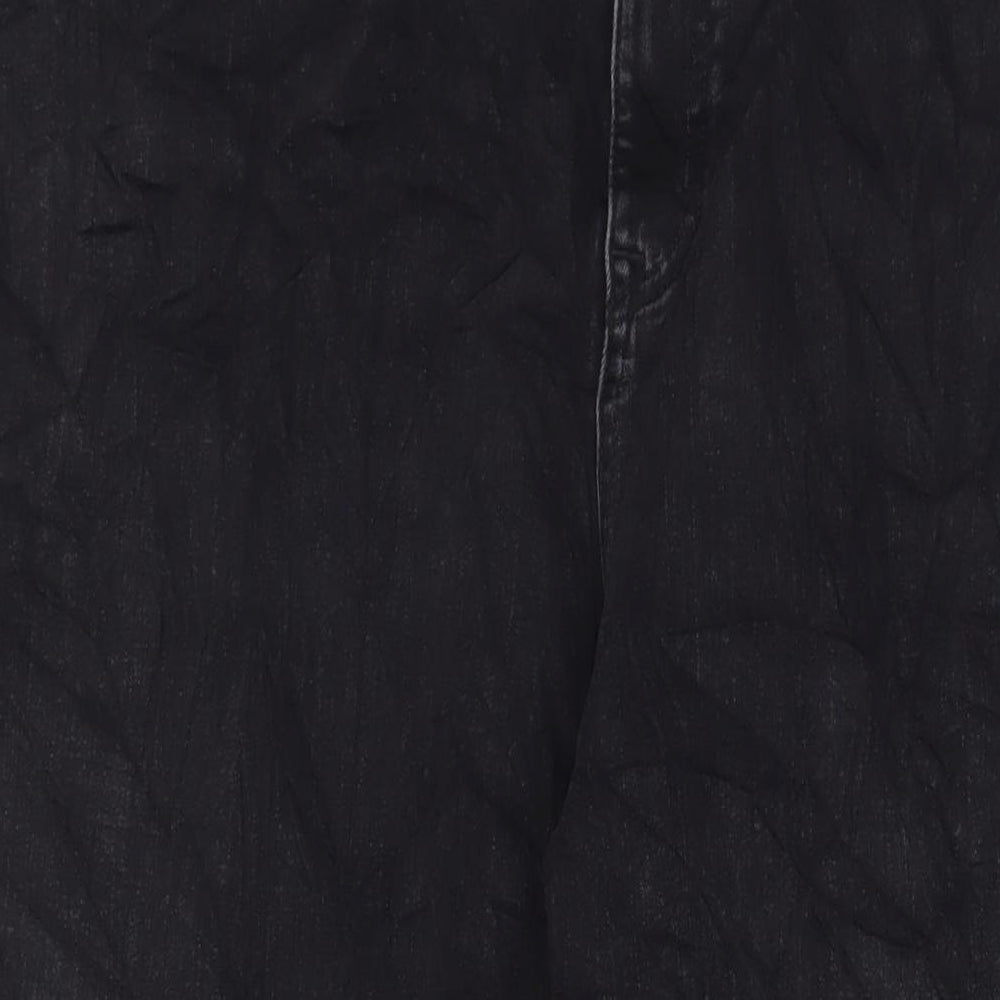 Autograph Womens Black Cotton Wide-Leg Jeans Size 24 L33 in Regular Zip