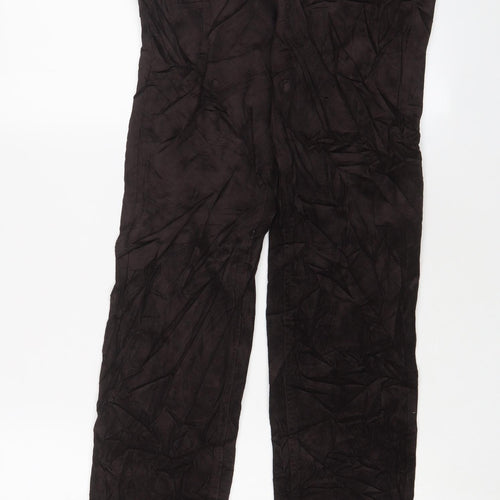 Marks and Spencer Womens Brown Cotton Trousers Size 8 L30 in Extra-Slim Zip