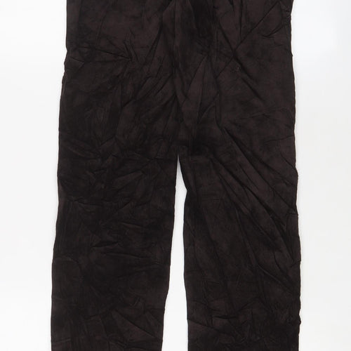 Marks and Spencer Womens Brown Cotton Trousers Size 8 L30 in Extra-Slim Zip