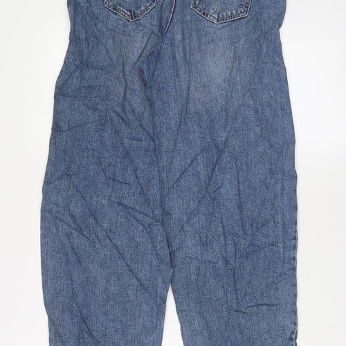 Marks and Spencer Womens Blue Cotton Mom Jeans Size 8 L29 in Slim Zip